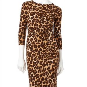 Jennifer Lopez leopard ruched sheath